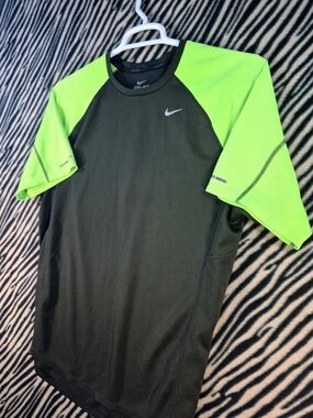 Nike Dri-FIT Black & Neon Green Athletic Tee